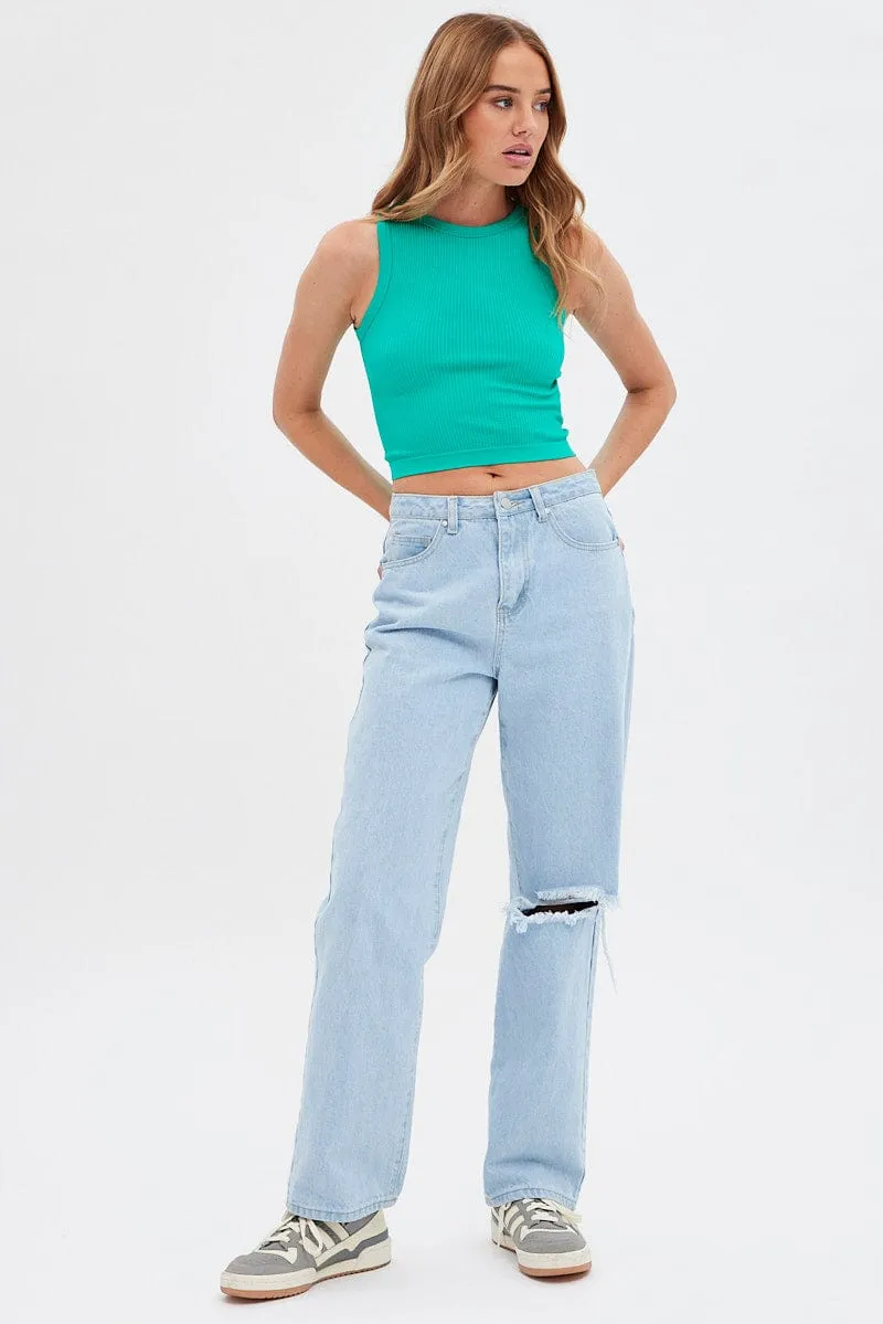 Green Tank Top Crew Neck Seamless sold by Ally Fashion product image thumbnail 2