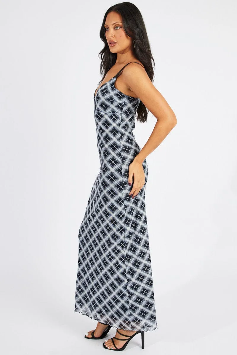 Multi Check Maxi Dress Sleeveless Bodycon Mess sold by Ally Fashion product image thumbnail 4