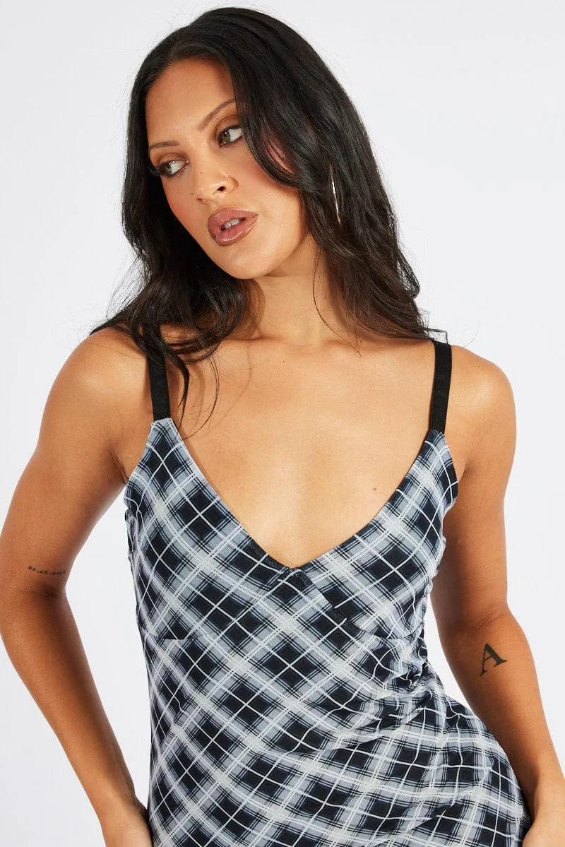 Multi Check Maxi Dress Sleeveless Bodycon Mess sold by Ally Fashion