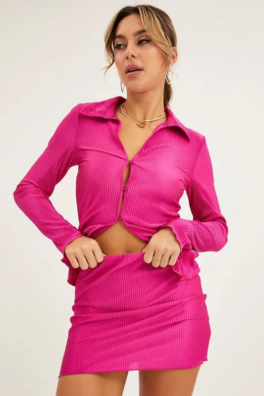 Pink Mini Skirt Plisse Satin sold by Ally Fashion