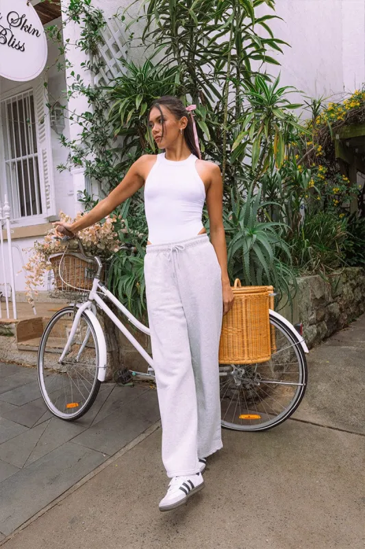 Grey Track Pants Wide Leg Pants sold by Ally Fashion