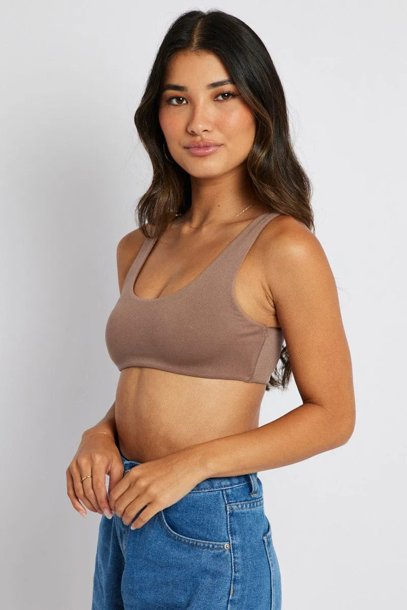 Brown Bralette Scoop Neck Seamless sold by Ally Fashion product image thumbnail 4