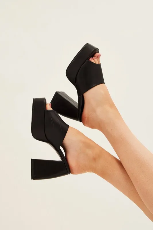 Black Chunky Platform Mules Sandals sold by Ally Fashion