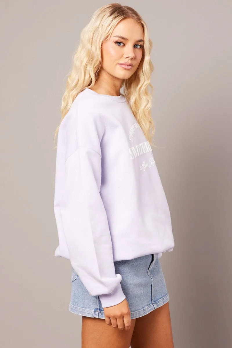 Purple Graphic Sweater Long Sleeve sold by Ally Fashion product image thumbnail 4