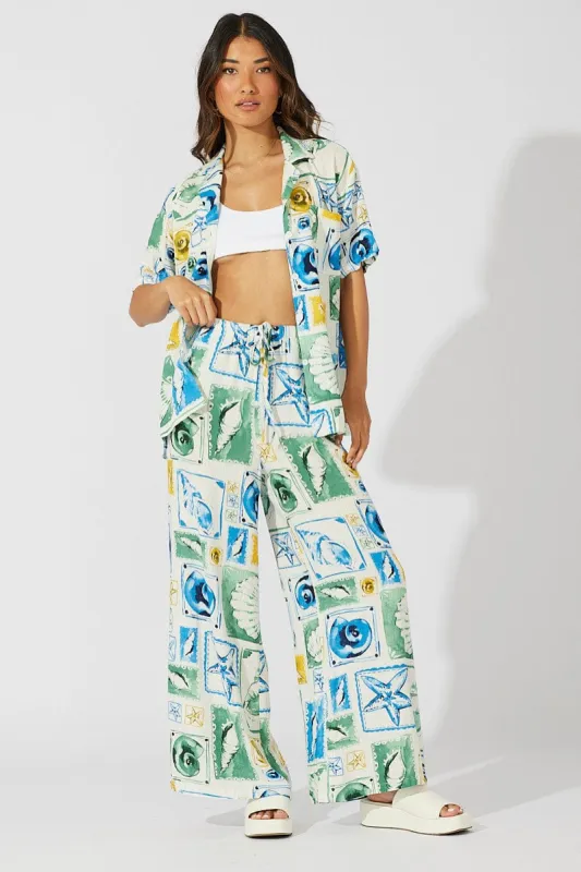 Multi Abstract Wide Leg Pants High Rise sold by Ally Fashion