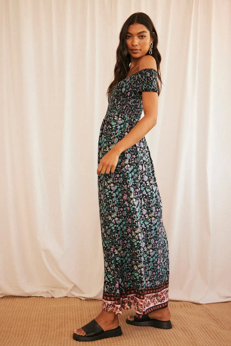 Black Boho Maxi Dress Off Shoulder sold by Ally Fashion product image thumbnail 4