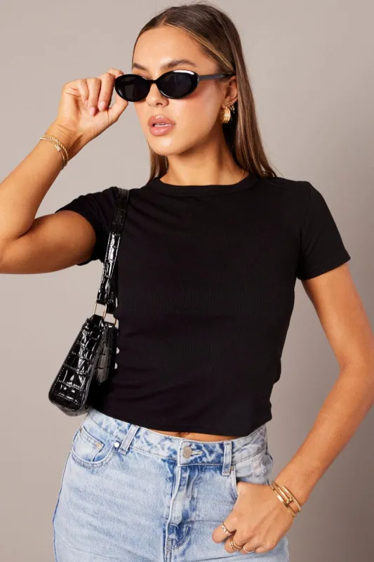 Black T Shirt Short Sleeve Crew Neck sold by Ally Fashion