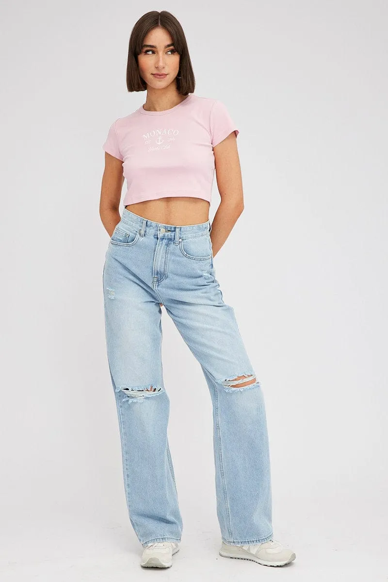 Pink Graphic Tee Short Sleeve sold by Ally Fashion product image thumbnail 2