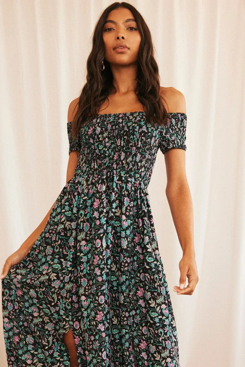 Black Boho Maxi Dress Off Shoulder sold by Ally Fashion product image thumbnail 2