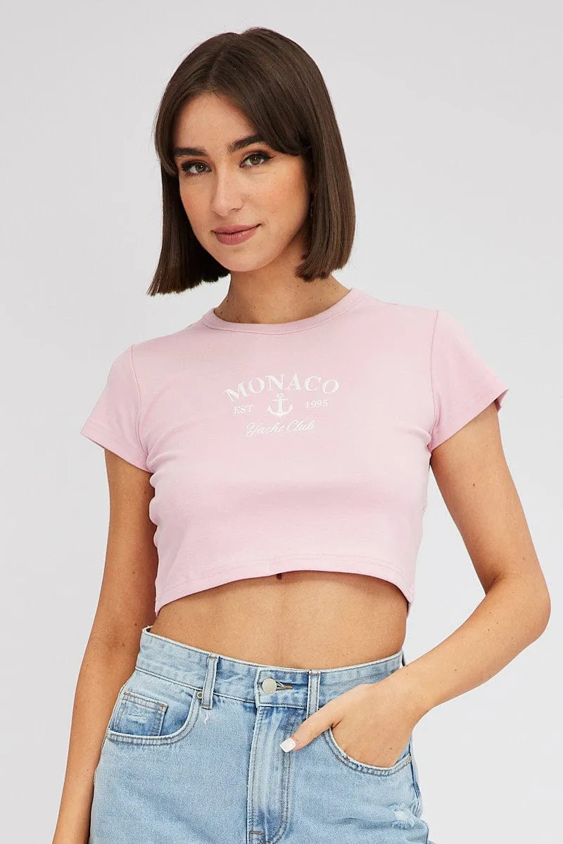 Pink Graphic Tee Short Sleeve sold by Ally Fashion product image thumbnail 3