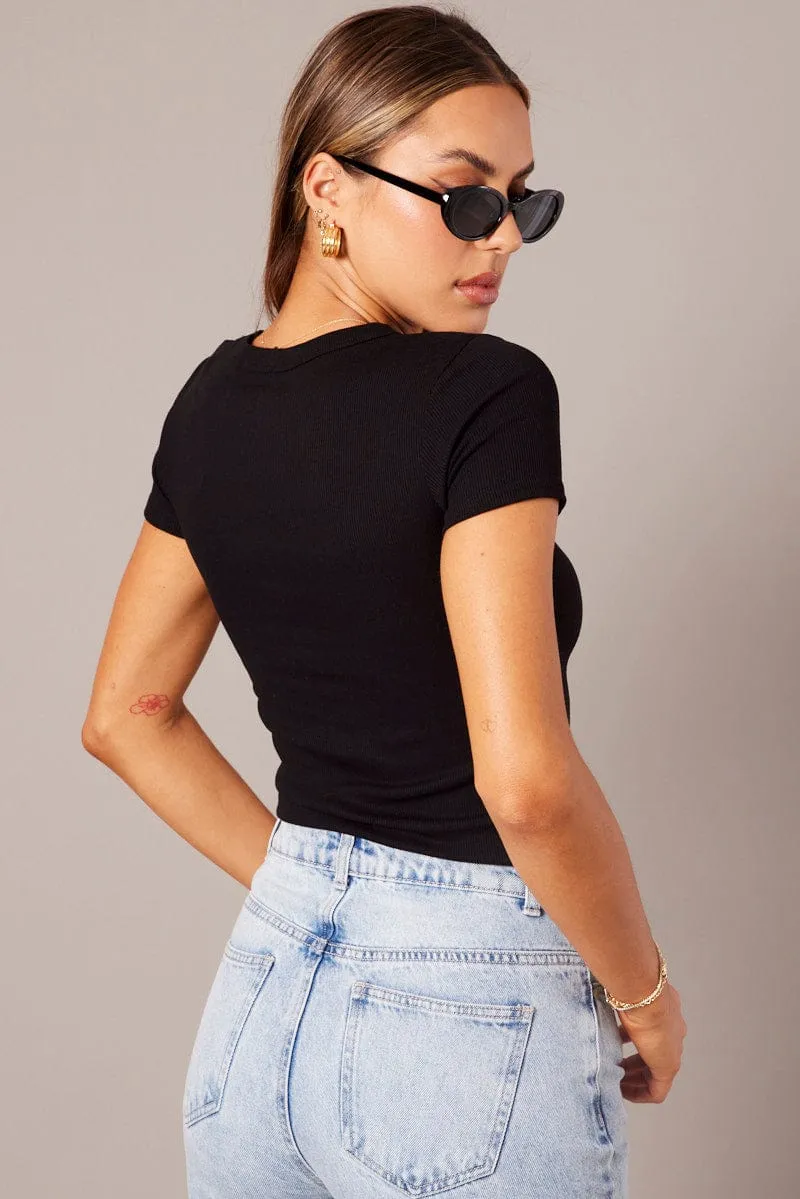 Black T Shirt Short Sleeve Crew Neck sold by Ally Fashion product image thumbnail 5