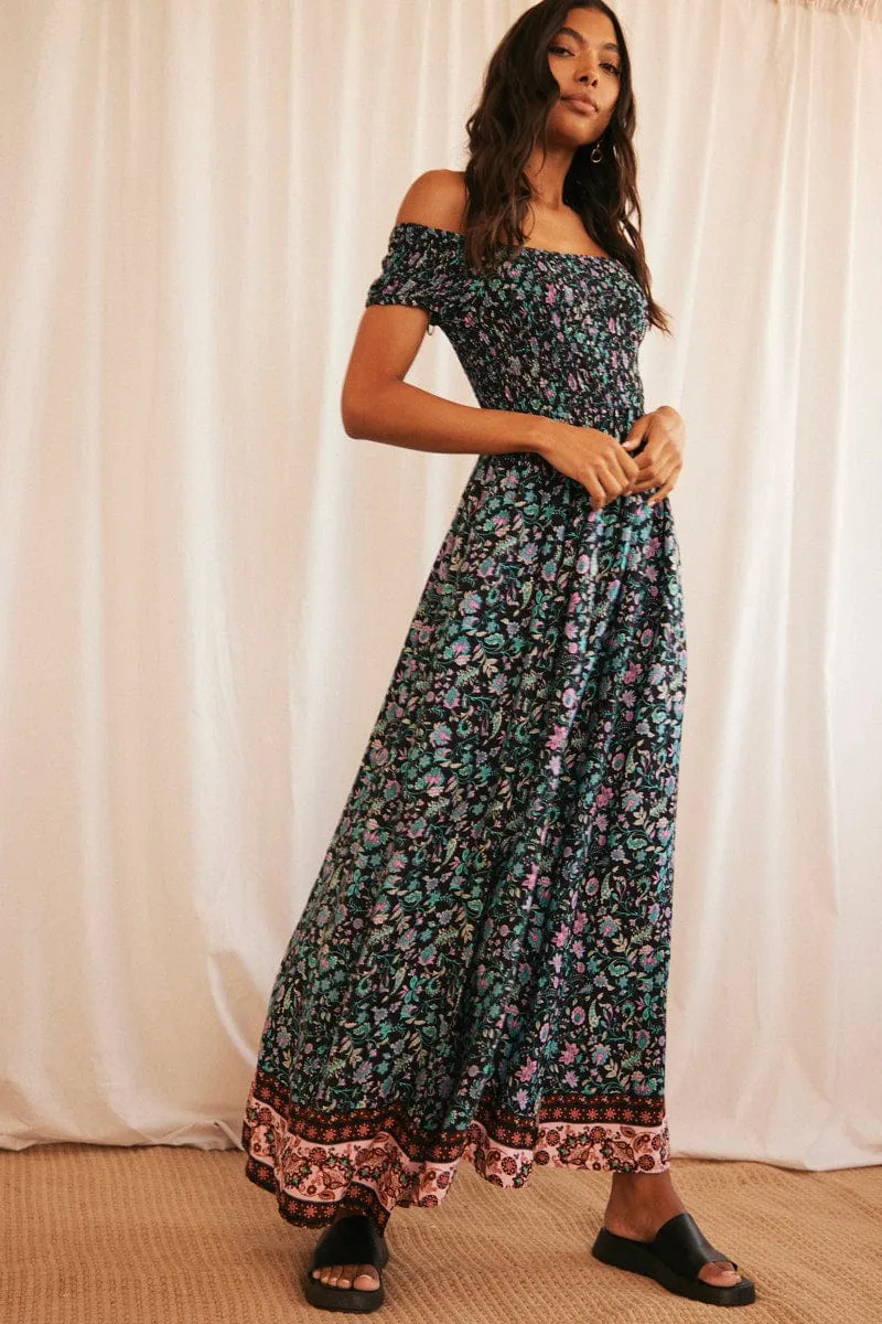 Black Boho Maxi Dress Off Shoulder sold by Ally Fashion product image thumbnail 3