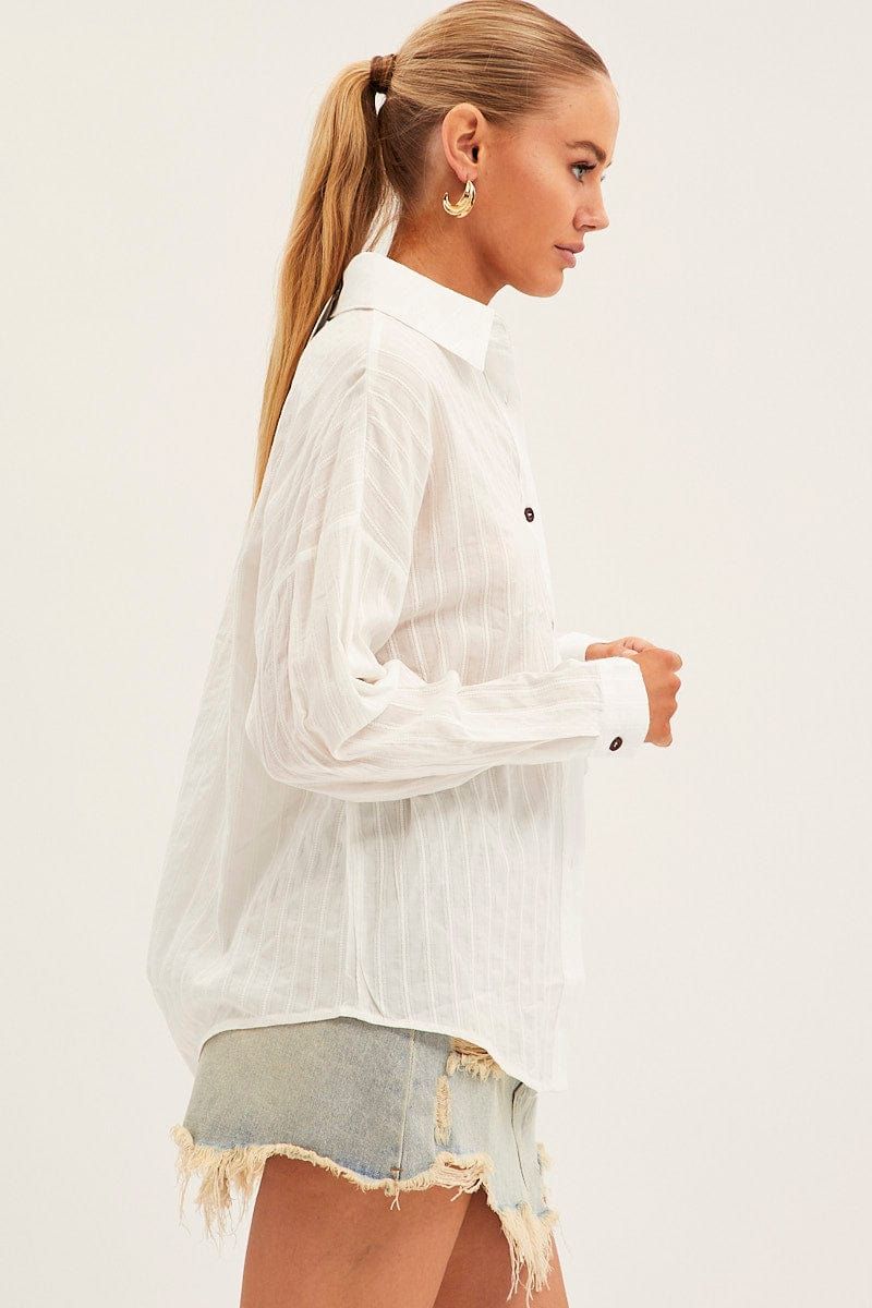 White Collared Shirt Long Sleeve Relaxed sold by Ally Fashion product image thumbnail 4