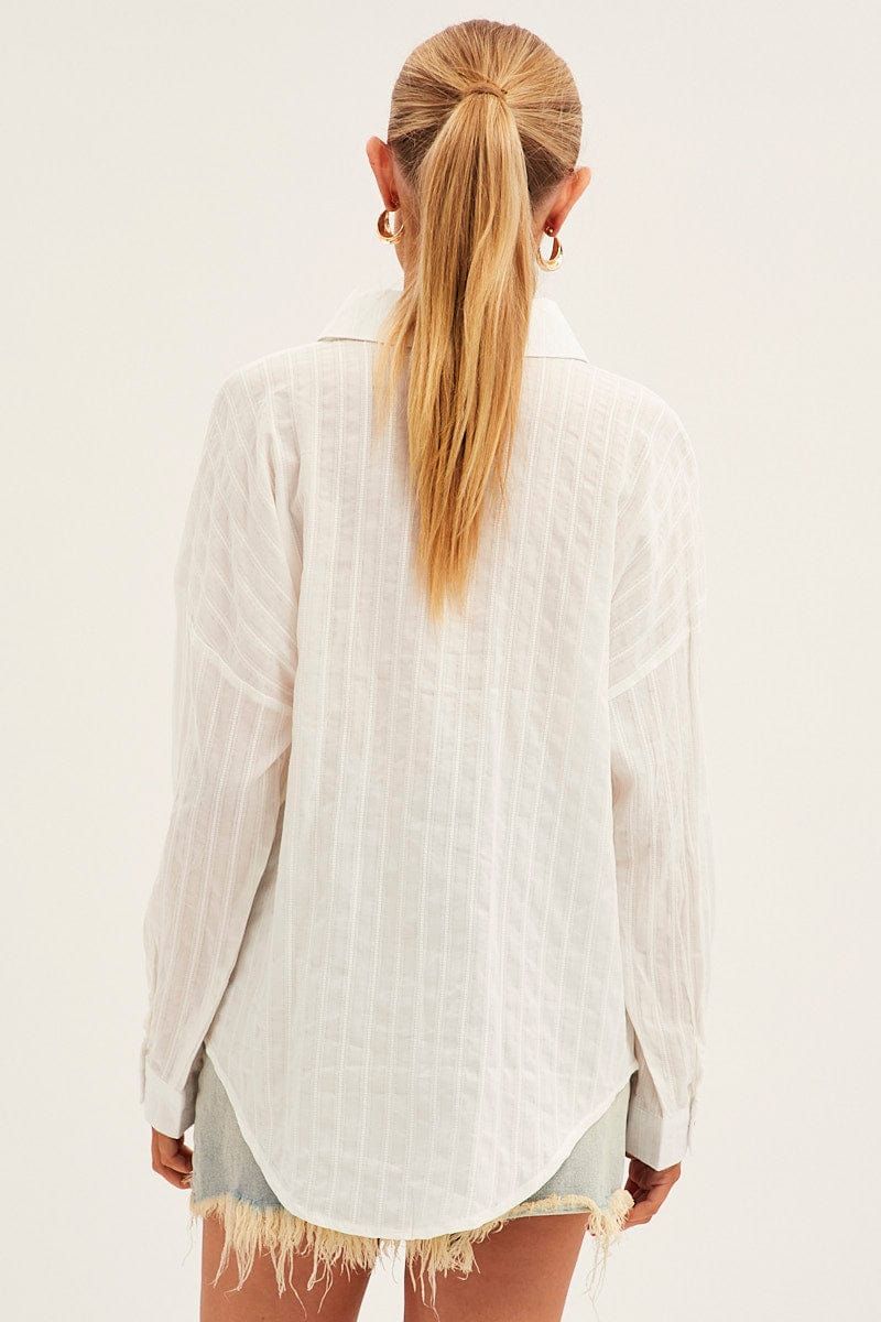 White Collared Shirt Long Sleeve Relaxed sold by Ally Fashion product image thumbnail 5
