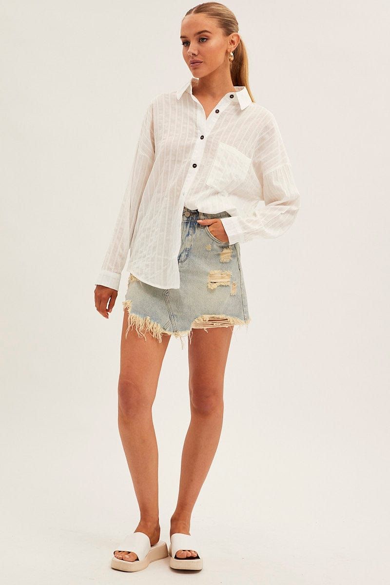 White Collared Shirt Long Sleeve Relaxed sold by Ally Fashion product image thumbnail 2