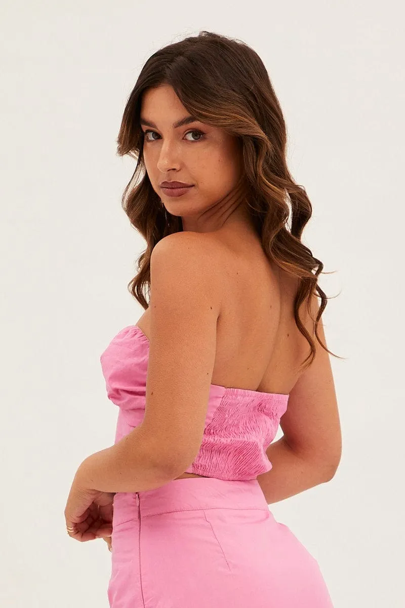 Pink Bandeau Twist Front Sleeveless Crop sold by Ally Fashion product image thumbnail 5
