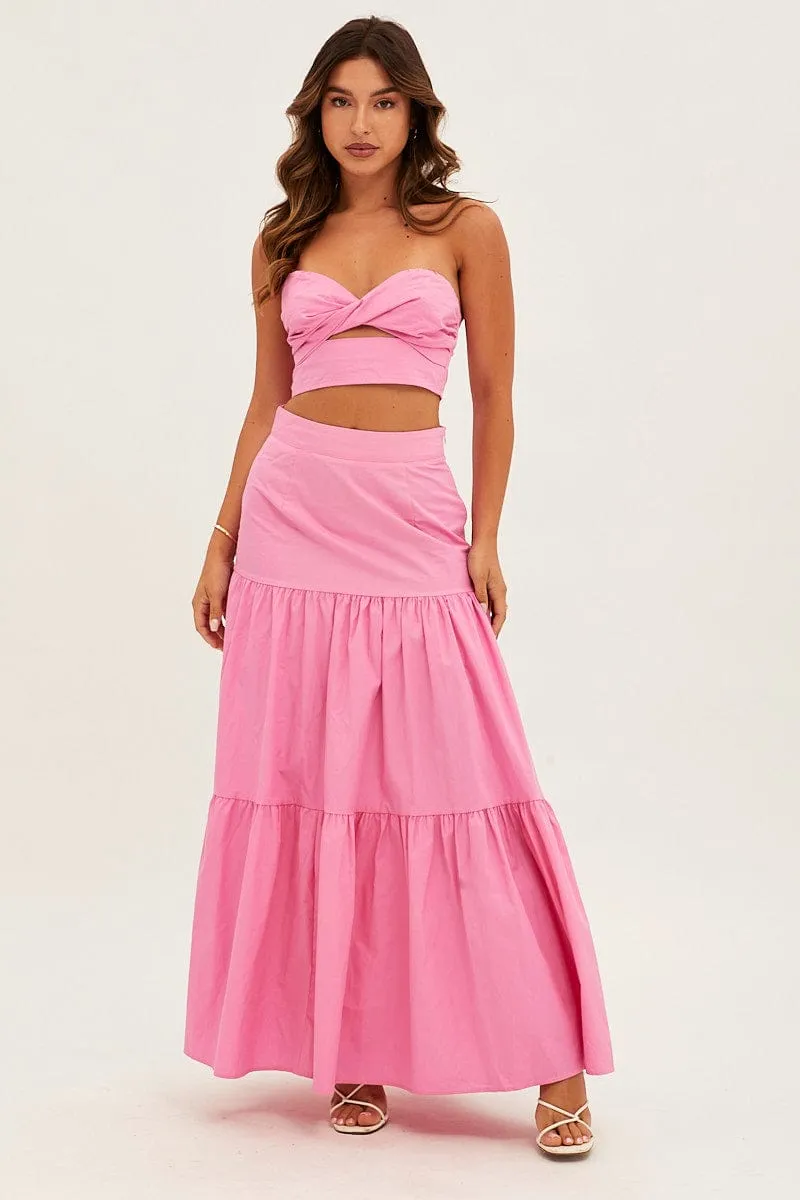 Pink Bandeau Twist Front Sleeveless Crop sold by Ally Fashion product image thumbnail 2