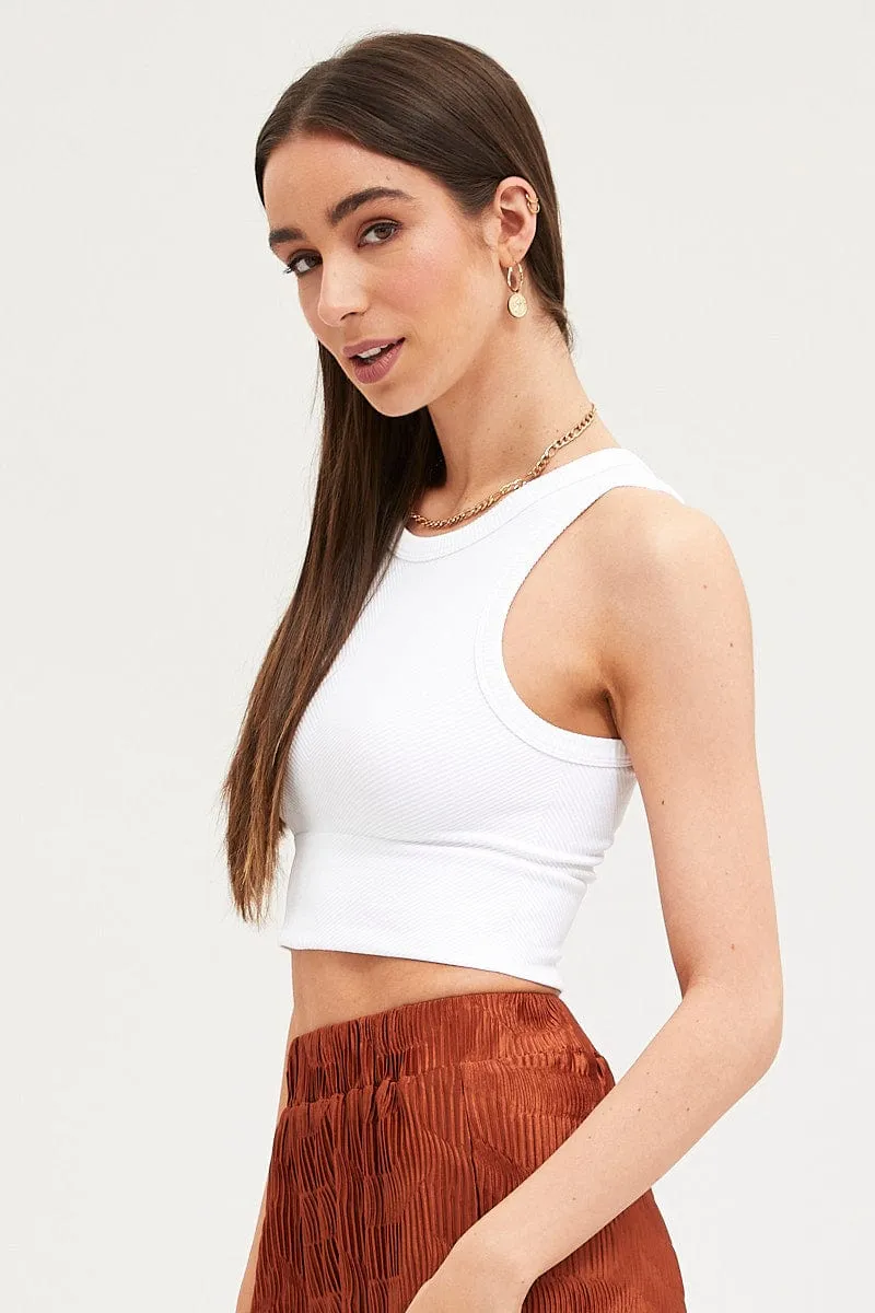 White Tank Top Sleeveless Crew Neck Seamless sold by Ally Fashion product image thumbnail 4