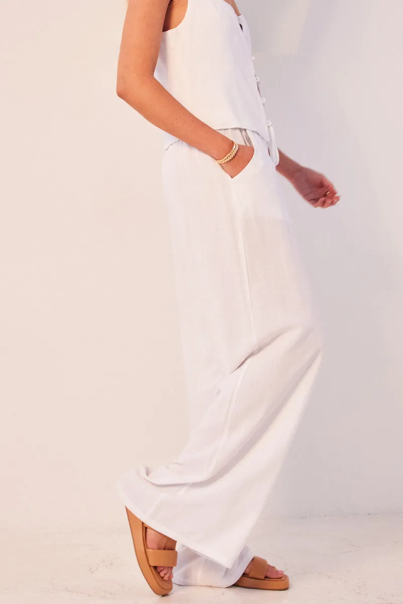 White Wide Leg Pants High Rise sold by Ally Fashion product image thumbnail 3