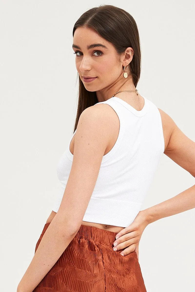 White Tank Top Sleeveless Crew Neck Seamless sold by Ally Fashion product image thumbnail 5