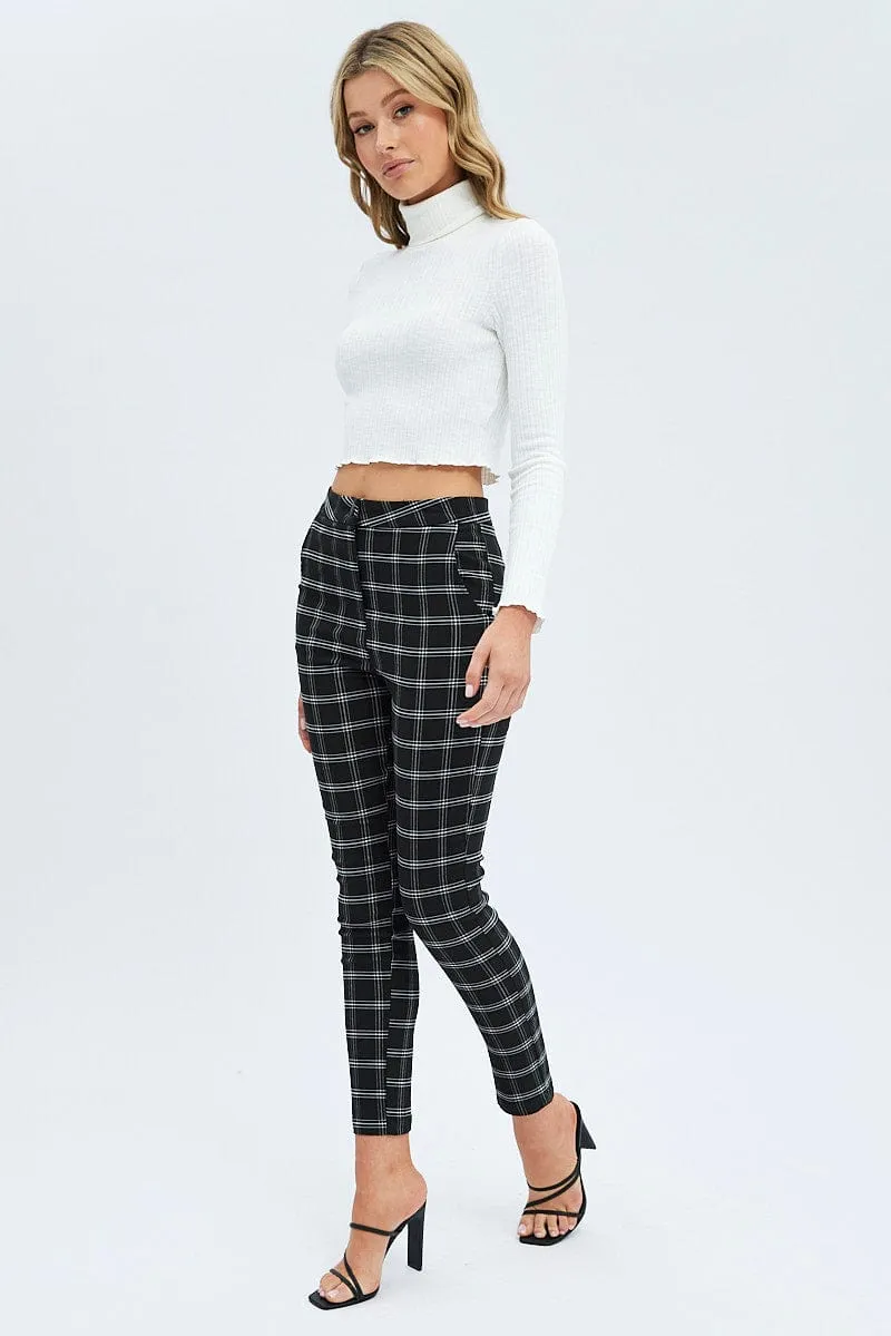 Black Check Leggings High Rise sold by Ally Fashion