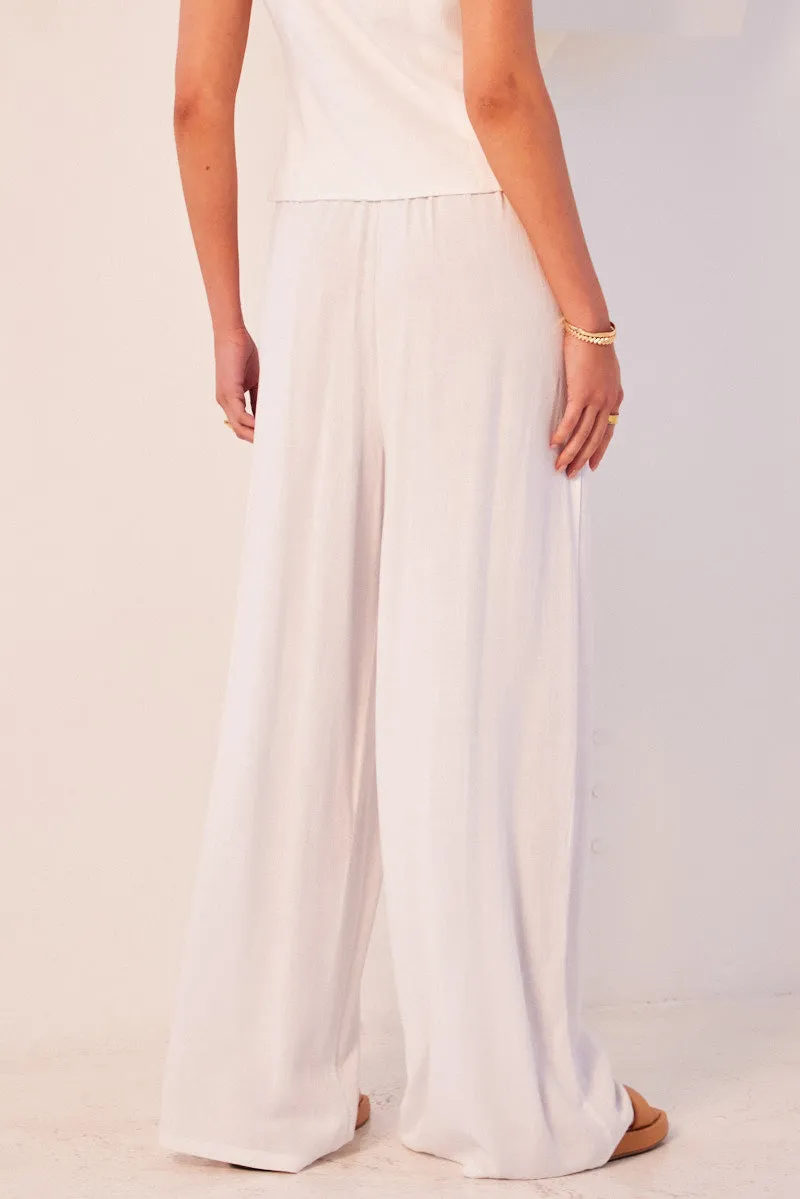 White Wide Leg Pants High Rise sold by Ally Fashion product image thumbnail 4