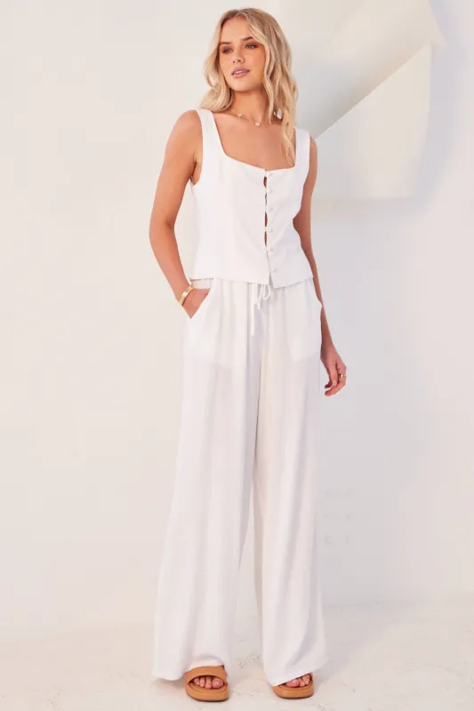 White Wide Leg Pants High Rise sold by Ally Fashion
