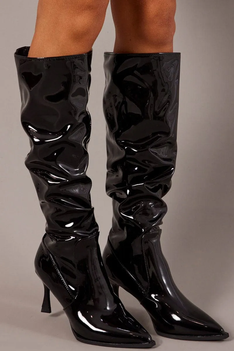 Black Ruched Stiletto Boots sold by Ally Fashion