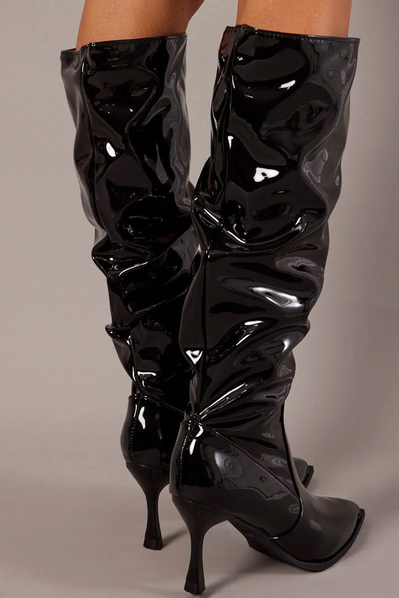 Black Ruched Stiletto Boots sold by Ally Fashion product image thumbnail 2