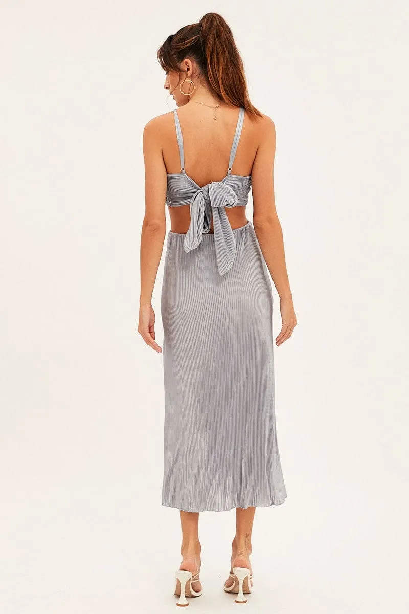 Blue Plisse Midi Dress Tie Back sold by Ally Fashion product image thumbnail 4