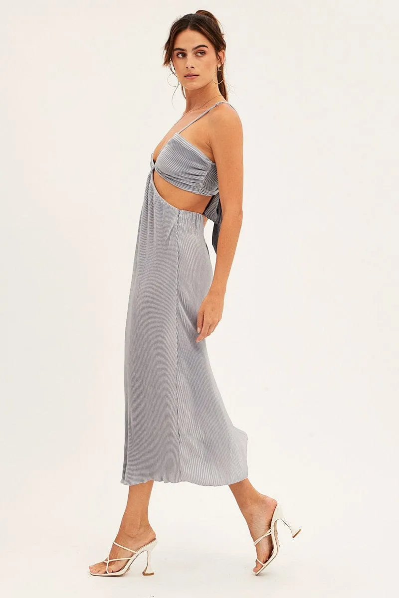 Blue Plisse Midi Dress Tie Back sold by Ally Fashion product image thumbnail 5