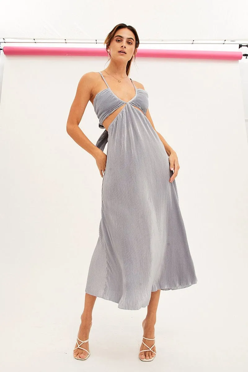 Blue Plisse Midi Dress Tie Back sold by Ally Fashion product image thumbnail 2
