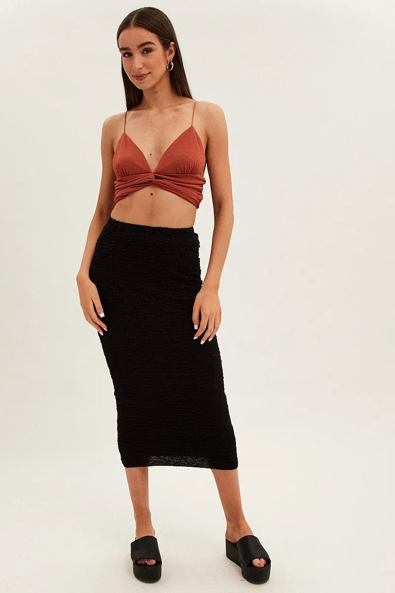 Black Midi Skirt High Rise Pencil sold by Ally Fashion