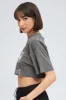 Grey Crop Tee Short Sleeve Graphic Eagle sold by Ally Fashion