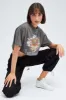 Grey Crop Tee Short Sleeve Graphic Eagle sold by Ally Fashion