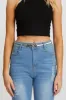 Metallic Metal Circle Buckle Stretched Belt sold by Ally Fashion