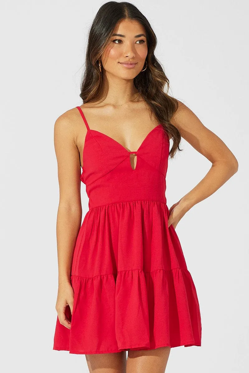 Red Fit And Flare Dress Sleeveless sold by Ally Fashion