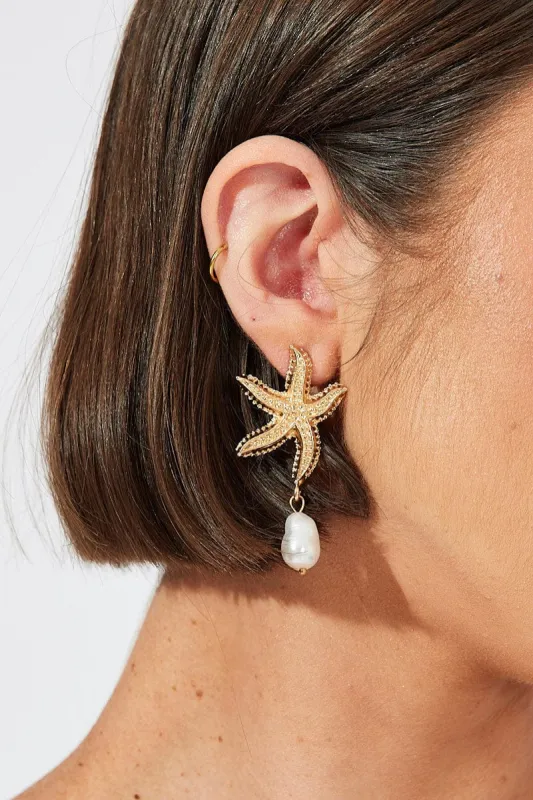 Gold Starfish Earrings sold by Ally Fashion