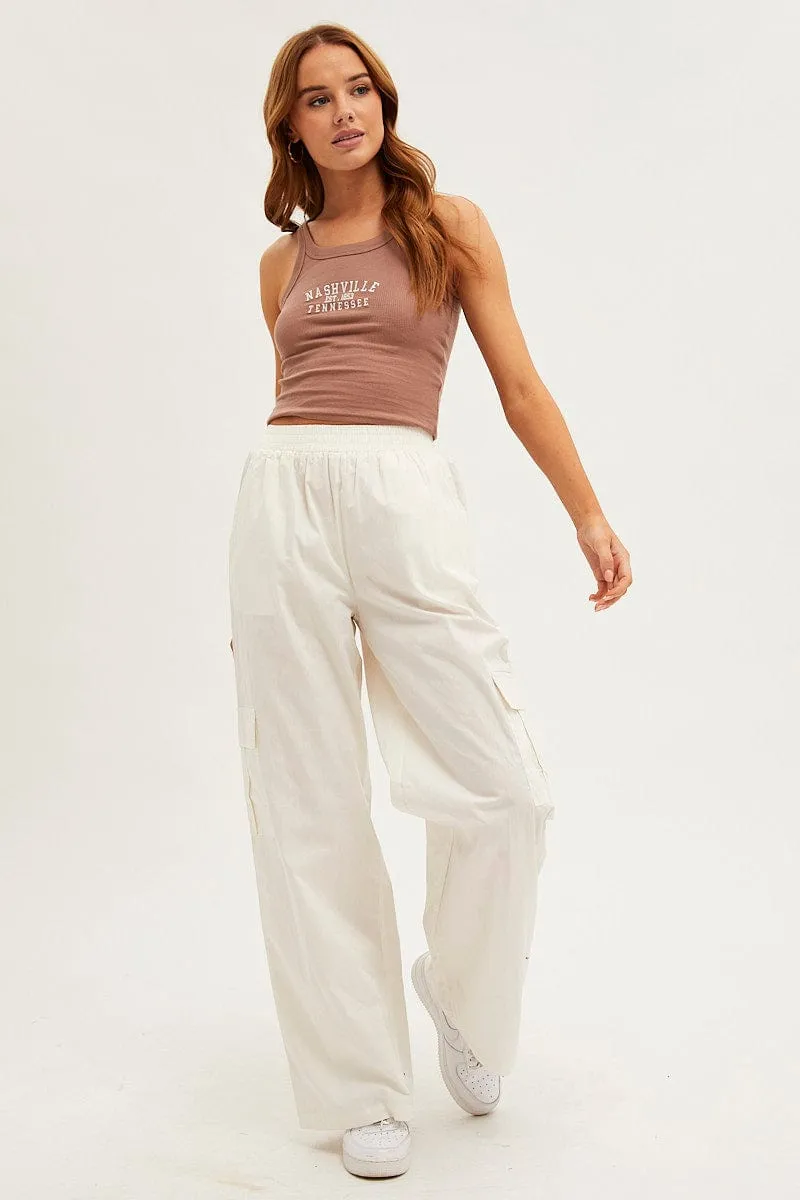 Brown Nashville Embroidered Crop Singlet Top sold by Ally Fashion product image thumbnail 2