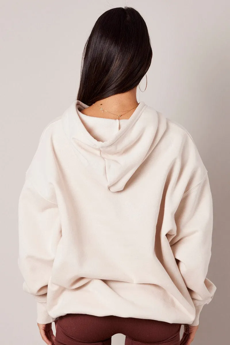 Beige Graphic Hoodie Sweater Long Sleeve sold by Ally Fashion product image thumbnail 5