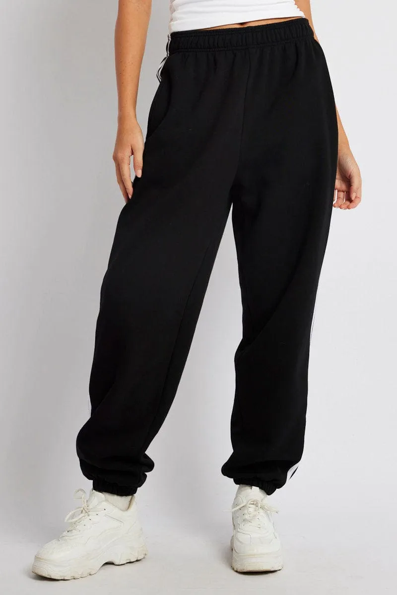Black Track Pants Side Stripe Jogger sold by Ally Fashion product image thumbnail 3