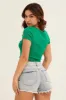 Blue Relaxed Denim Shorts Mid Rise sold by Ally Fashion