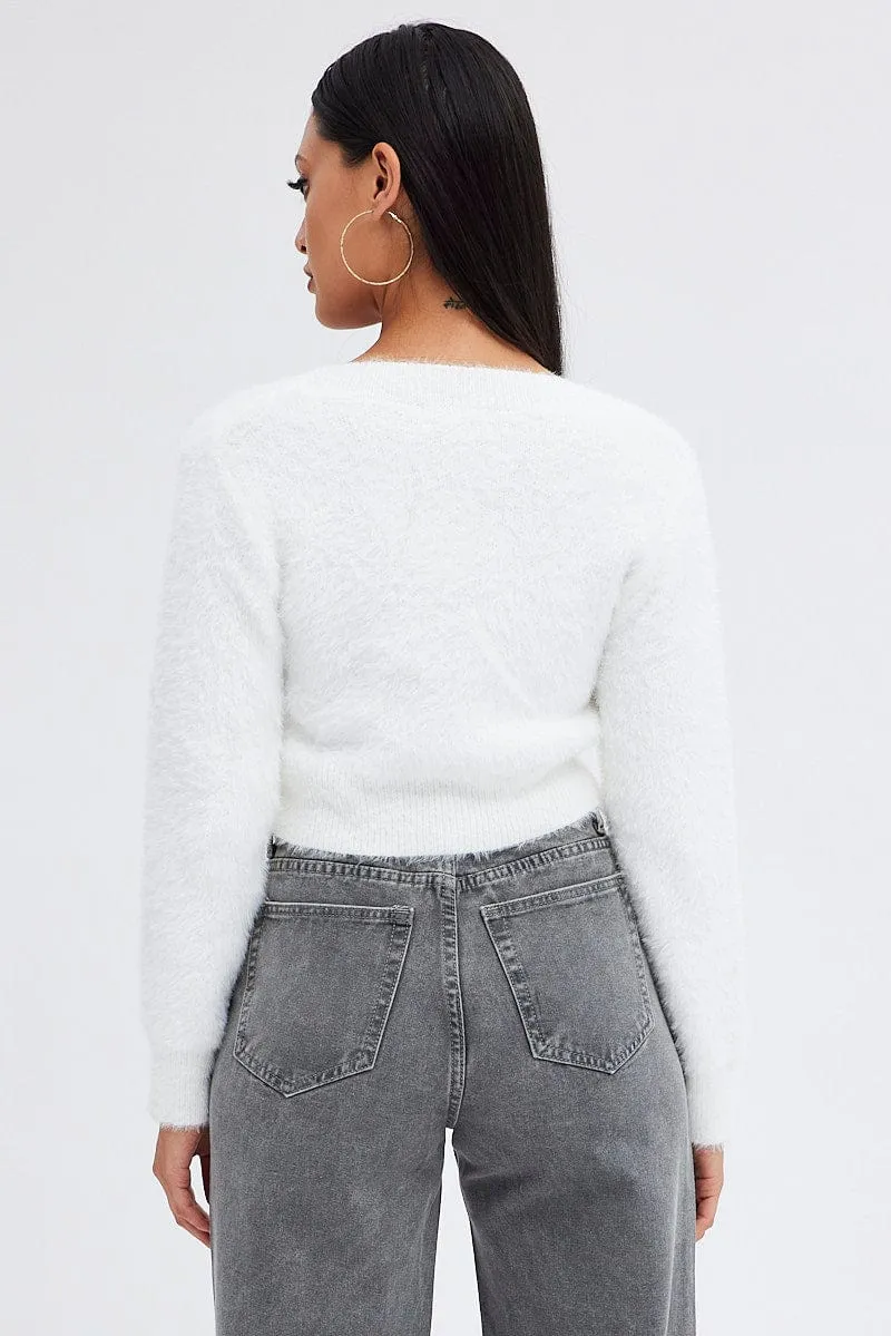 White Fluffy Cardigan sold by Ally Fashion product image thumbnail 5