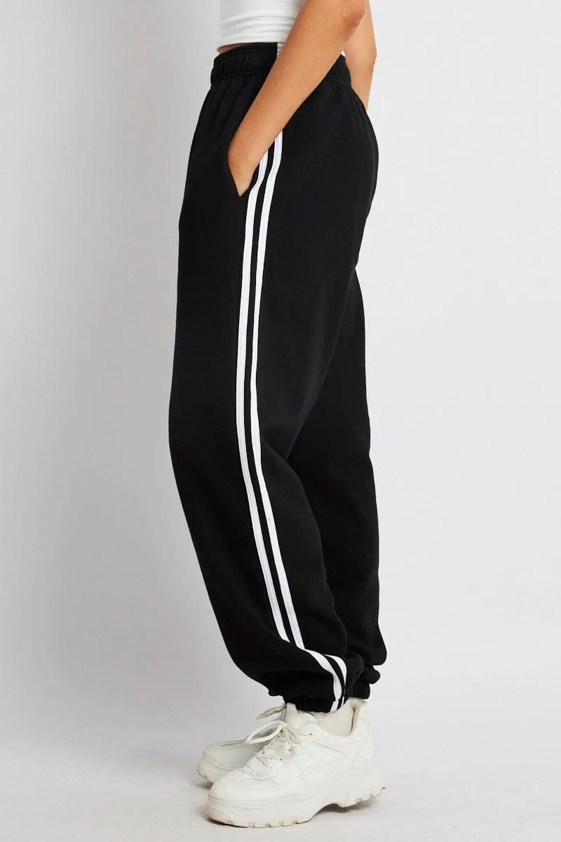 Black Track Pants Side Stripe Jogger sold by Ally Fashion product image thumbnail 4