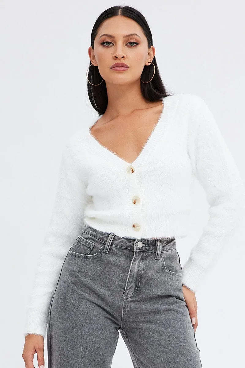 White Fluffy Cardigan sold by Ally Fashion product image thumbnail 3