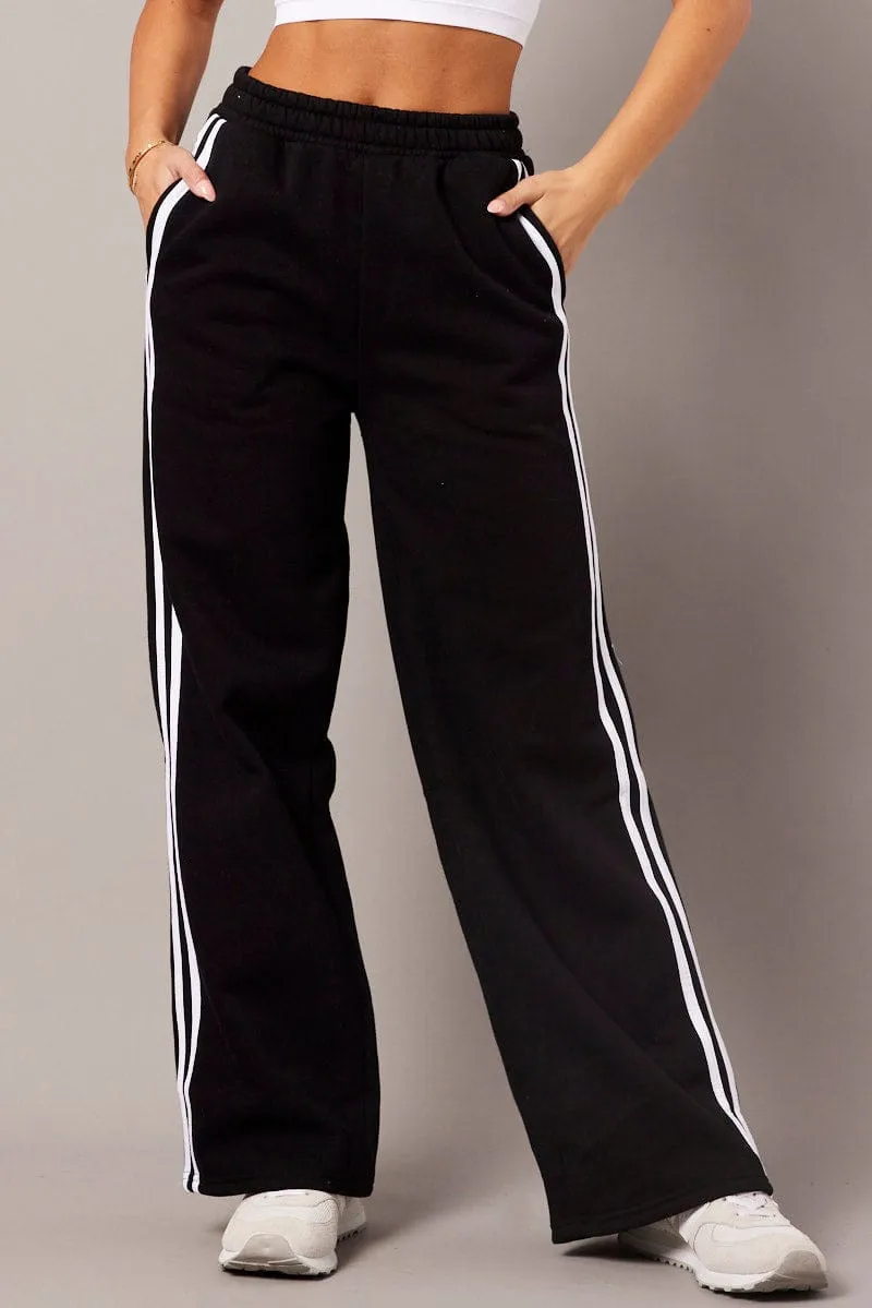 Black Track Pants Wide Leg sold by Ally Fashion product image thumbnail 3