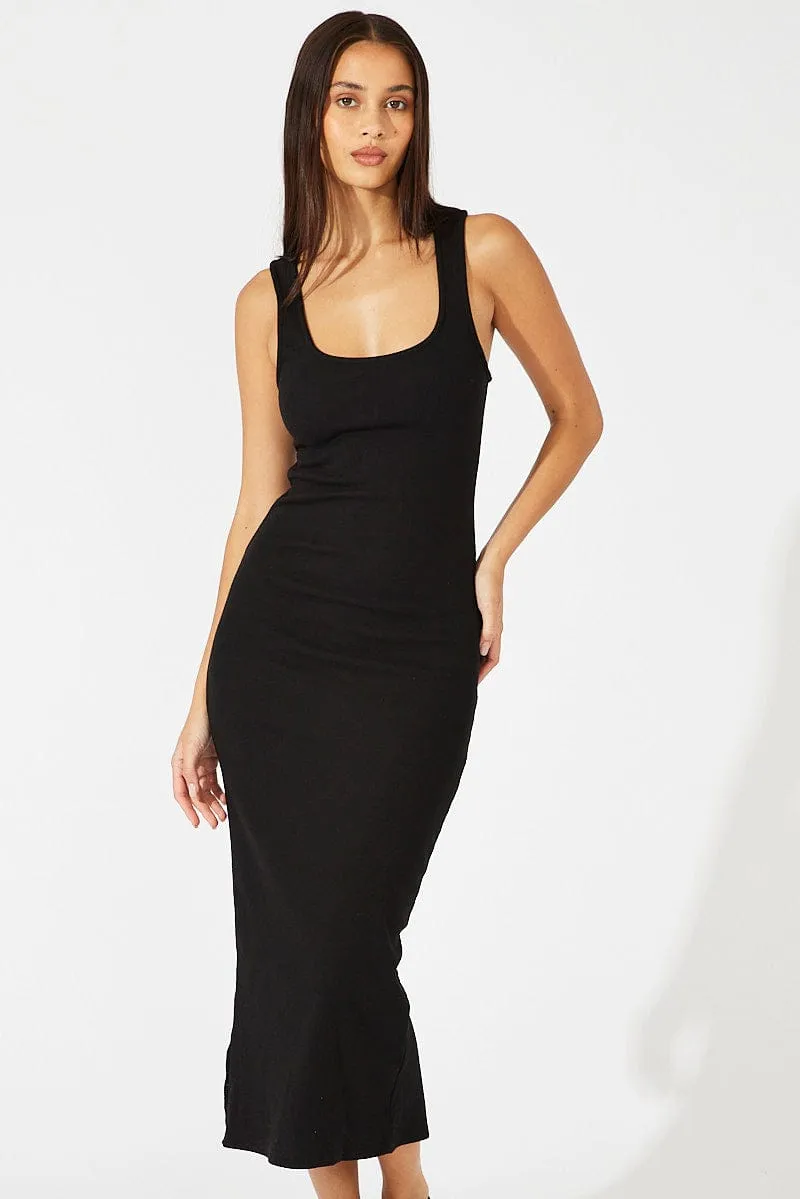 Black Midi Dress Sleeveless Bodycon Rib sold by Ally Fashion product image thumbnail 2