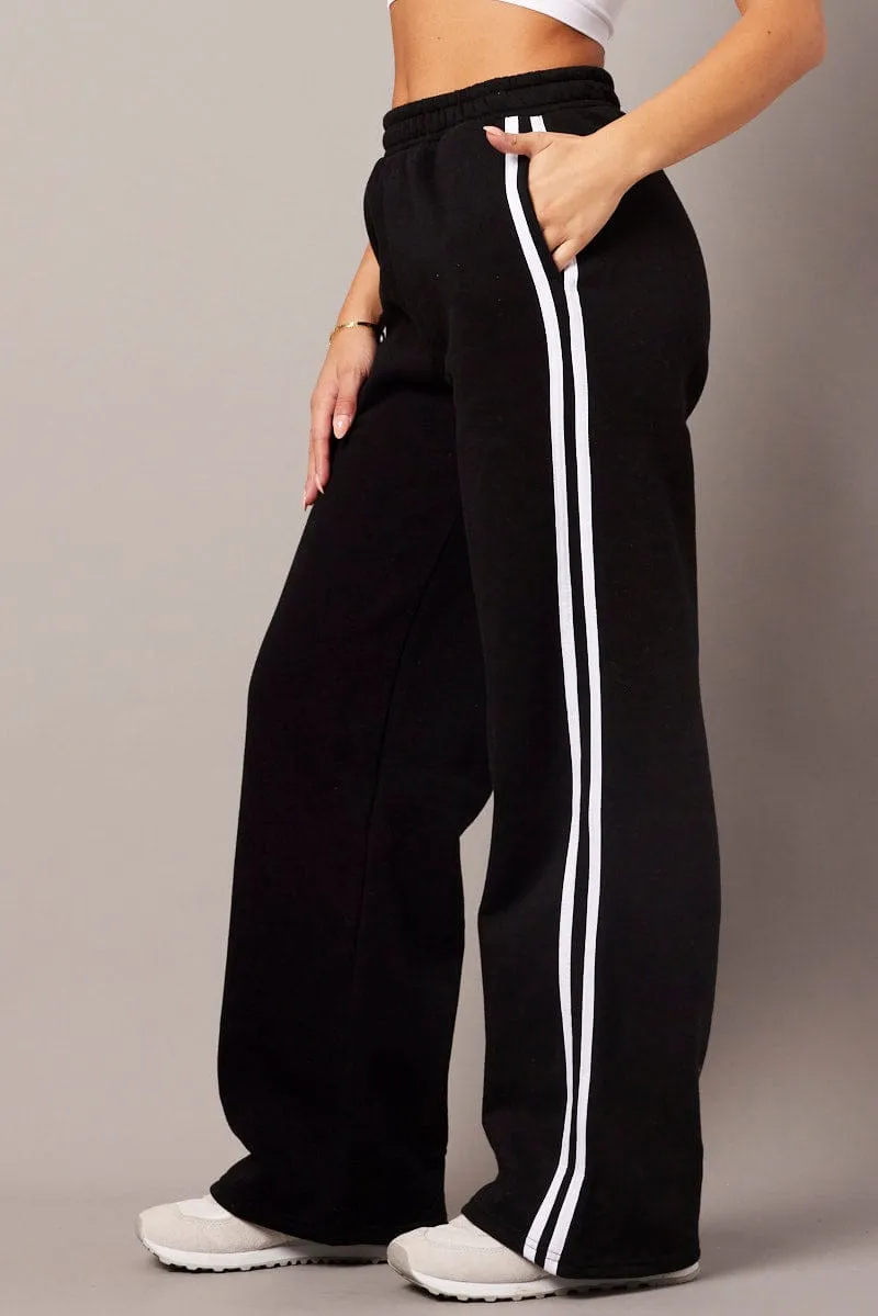 Black Track Pants Wide Leg sold by Ally Fashion product image thumbnail 4