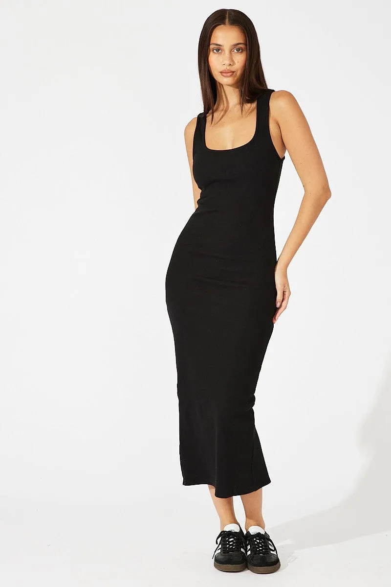 Black Midi Dress Sleeveless Bodycon Rib sold by Ally Fashion product image thumbnail 3