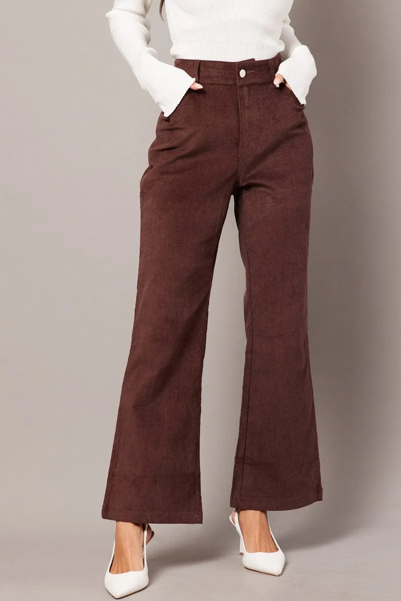 Brown Wide Leg Pants High Rise Corduroy sold by Ally Fashion product image thumbnail 3